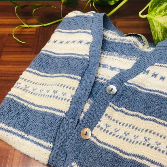 vtg vsco 90s ribbed striped short crop cardigan - Picture 6 of 6